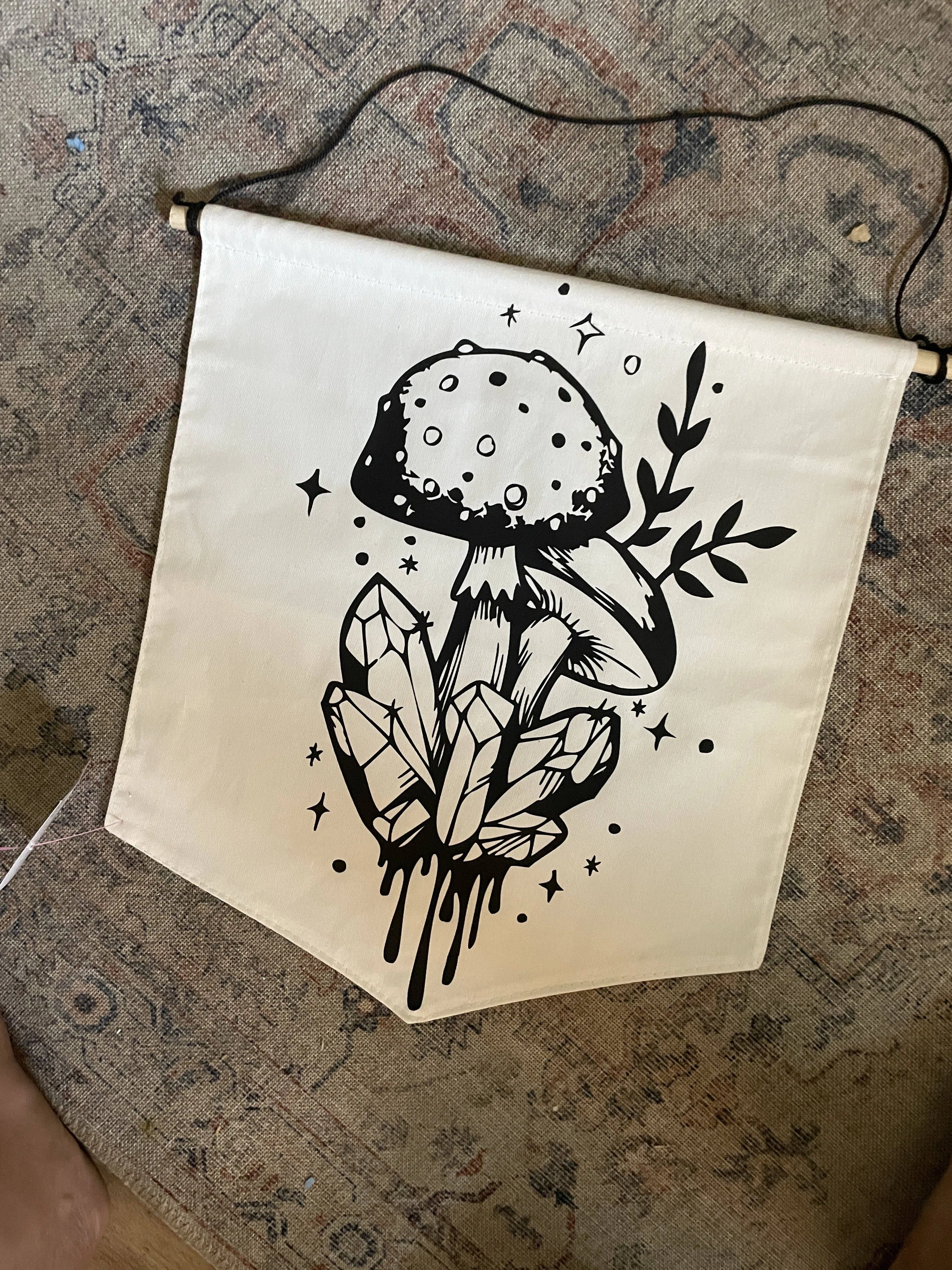 Crystal and Mushroom wall hanging