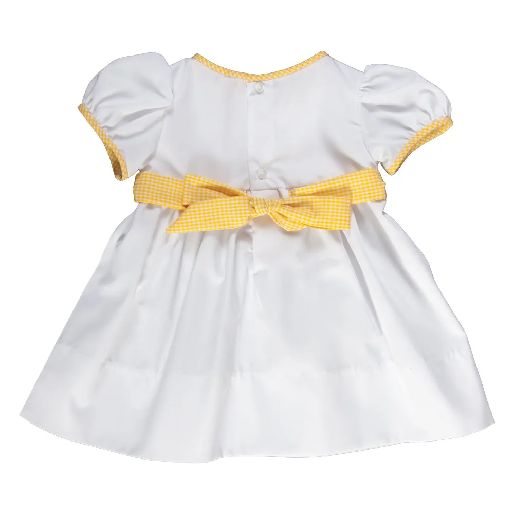 Darla White with Yellow Gingham English Smocked Dress with Panty