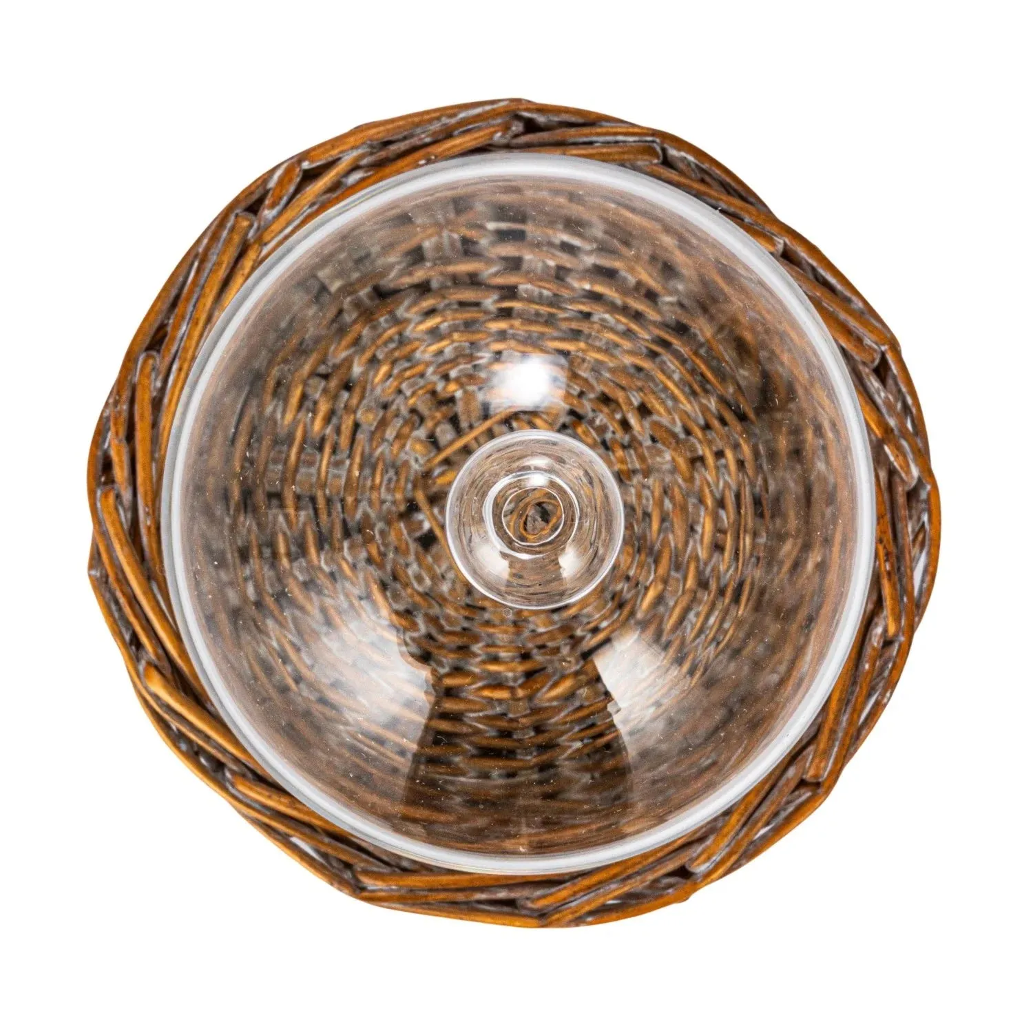 Decorative Glass Cloche w/ Woven Willow Base