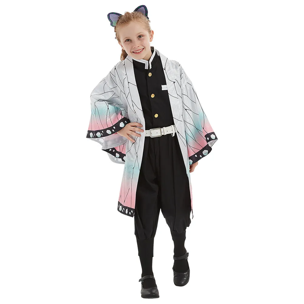 Demon Slayer: Kimetsu no Yaiba Halloween Carnival Suit Kochou Shinobu Cosplay Costume Kids Cloak Coat