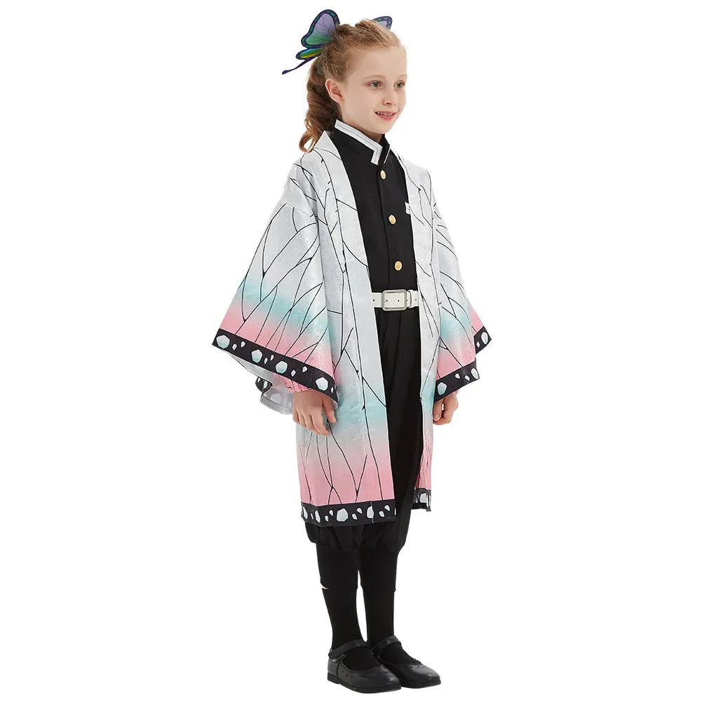 Demon Slayer: Kimetsu no Yaiba Halloween Carnival Suit Kochou Shinobu Cosplay Costume Kids Cloak Coat
