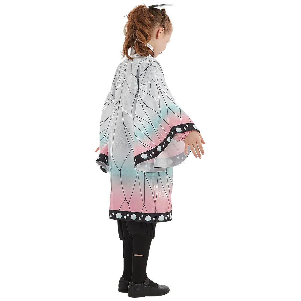 Demon Slayer: Kimetsu no Yaiba Halloween Carnival Suit Kochou Shinobu Cosplay Costume Kids Cloak Coat