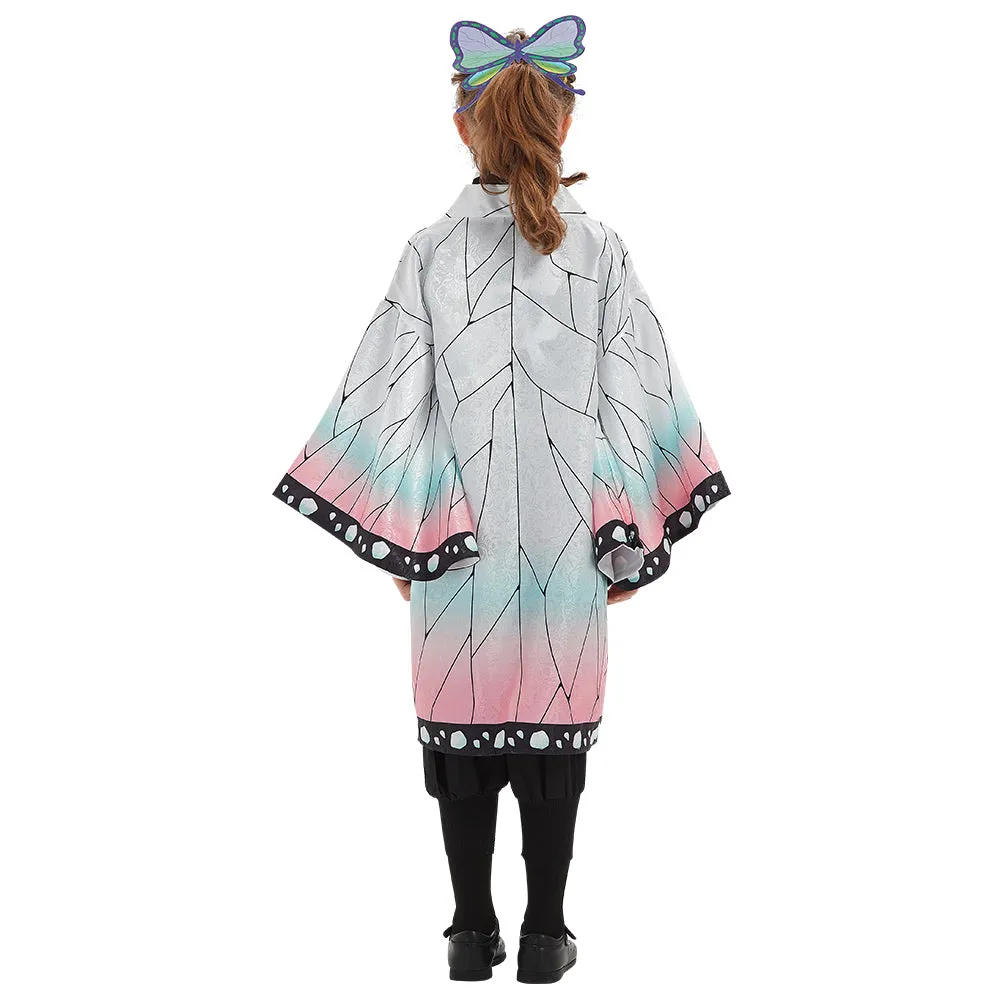 Demon Slayer: Kimetsu no Yaiba Halloween Carnival Suit Kochou Shinobu Cosplay Costume Kids Cloak Coat