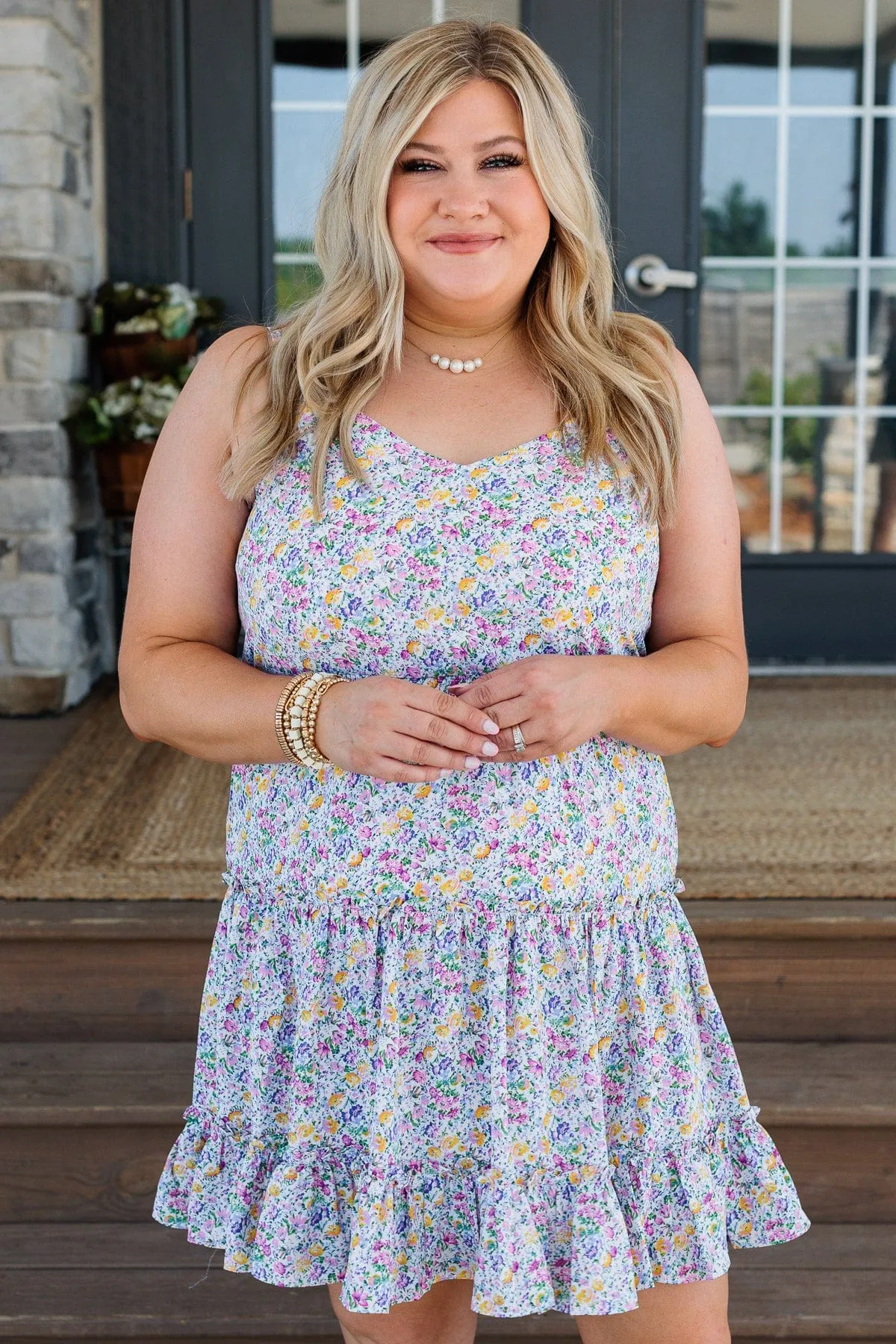 Devoted To You Floral Dress- Blue