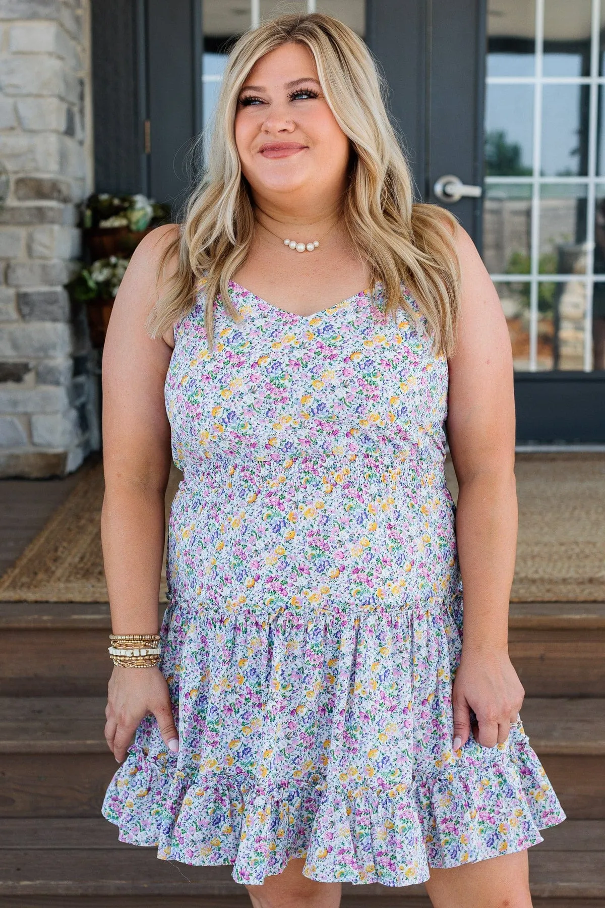 Devoted To You Floral Dress- Blue