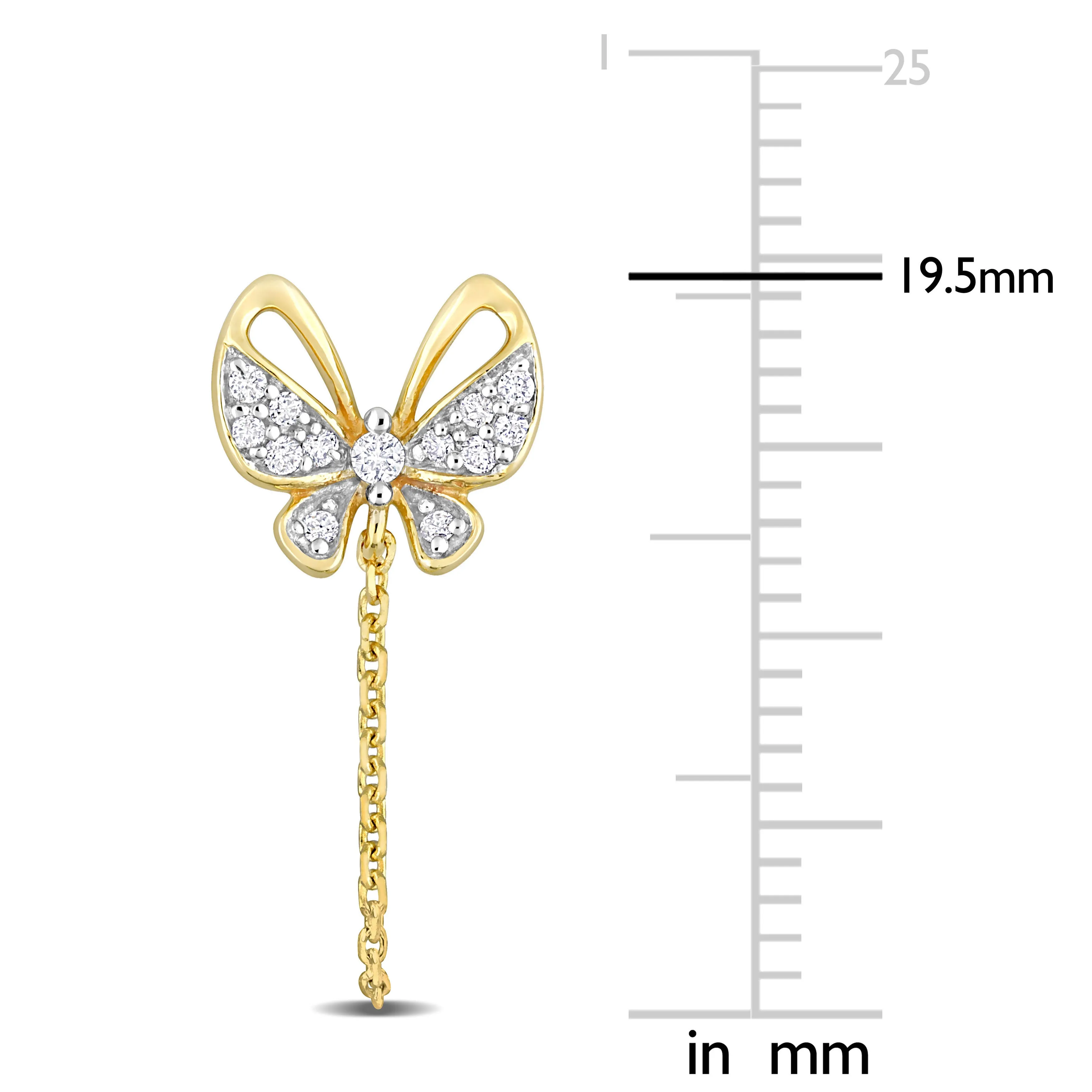 Diamond Butterfly Chain Link Earrings