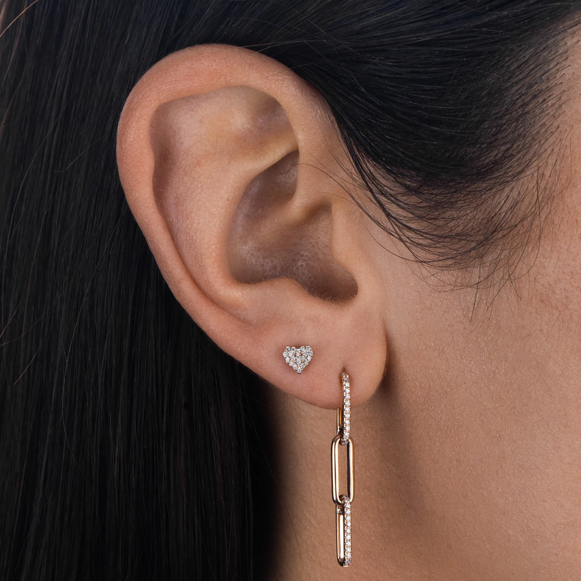 Diamond Mini Heart Stud Earring 14K