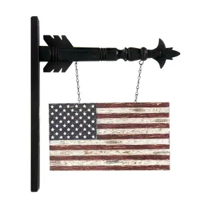 Distressed American Flag Arrow Hanging