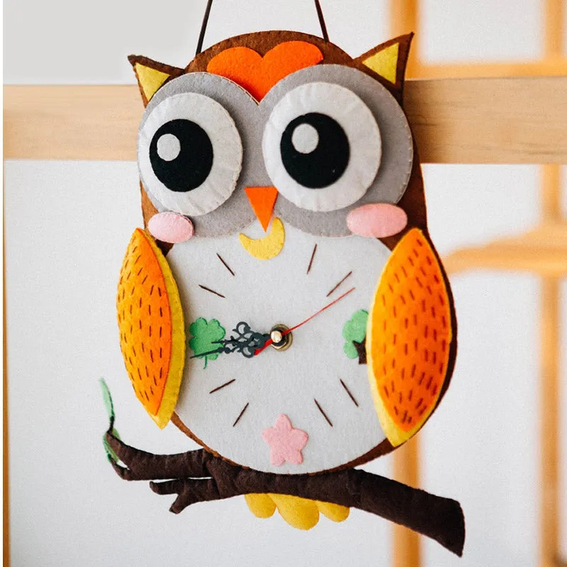 DIY Kit Felt Owl Wall Clock Decor