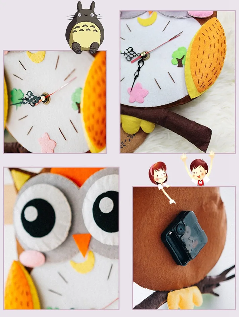 DIY Kit Felt Owl Wall Clock Decor