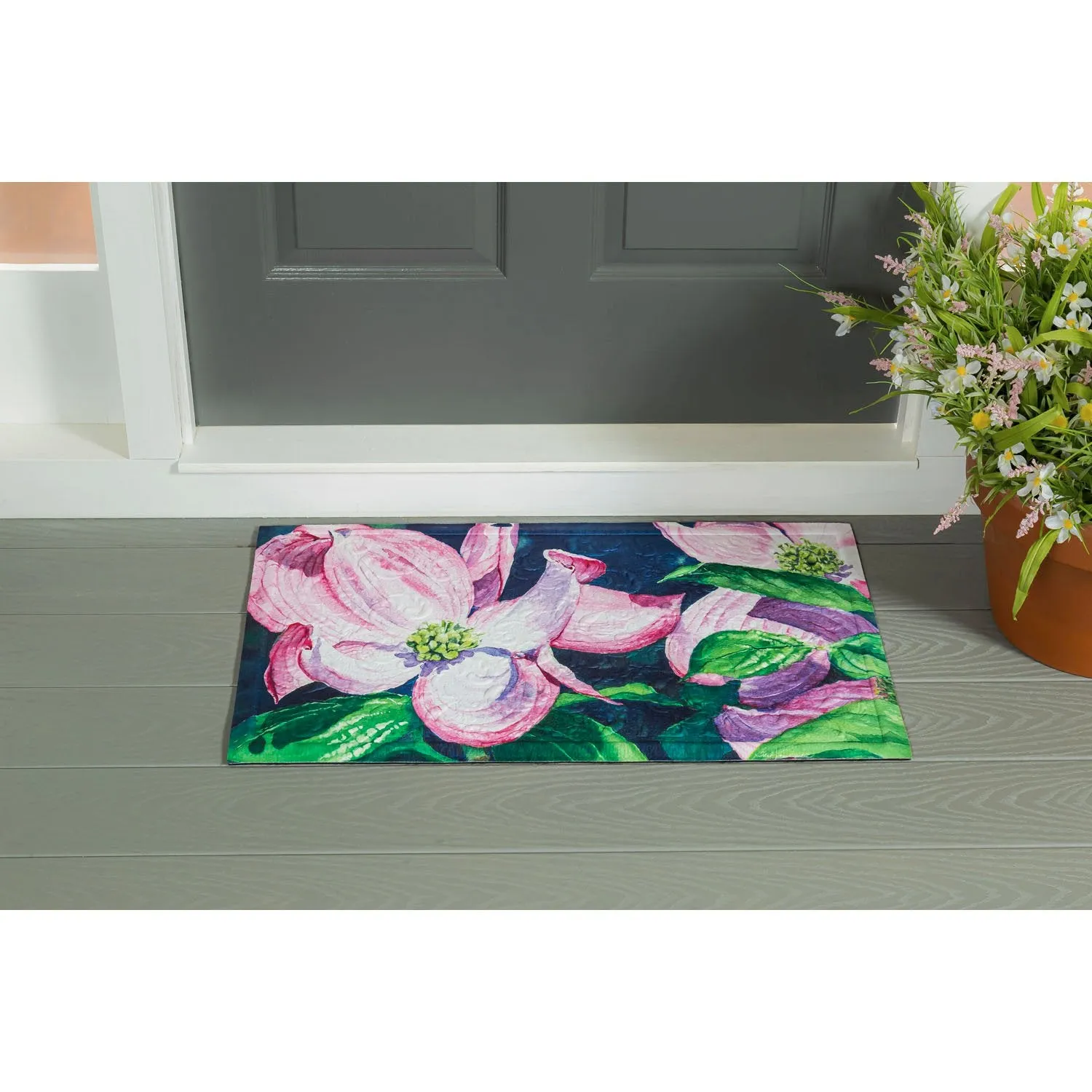 Dogwood Blossoms Embossed Floor Mat,41em2507