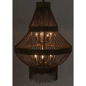 Domo Chandelier, Steel and Metal Beads with Brass Finish