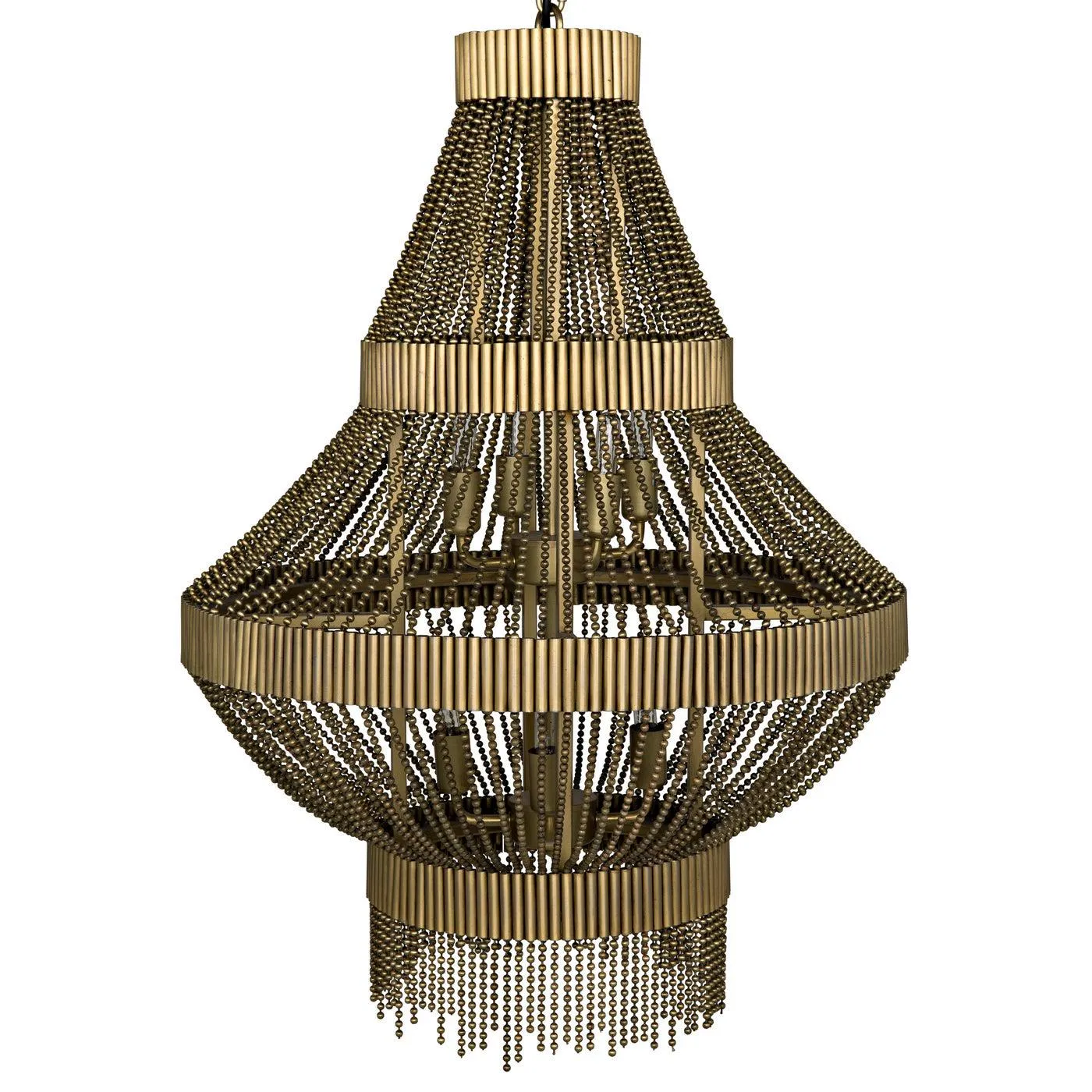Domo Chandelier, Steel and Metal Beads with Brass Finish