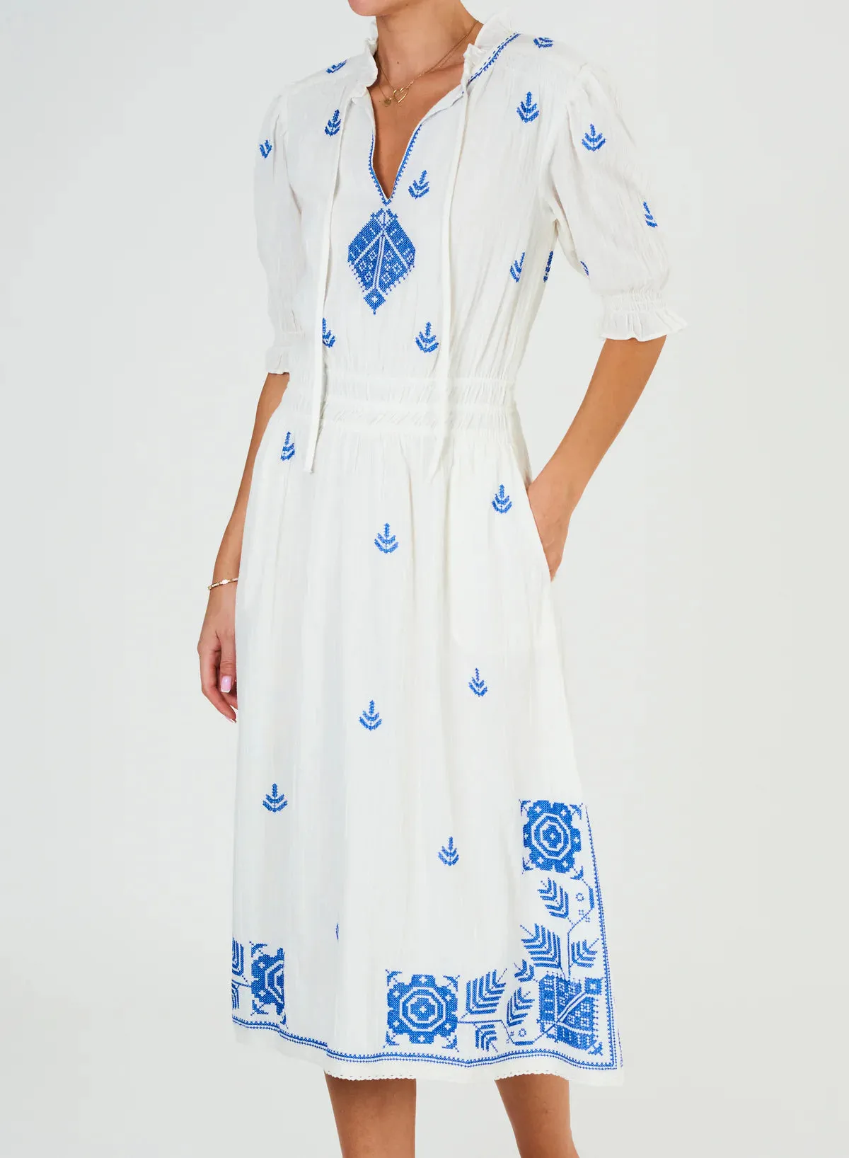 EDRA EMBROIDERED MIDI DRESS
