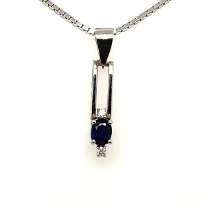 Elegant 14kt White Gold Sapphire Pendant