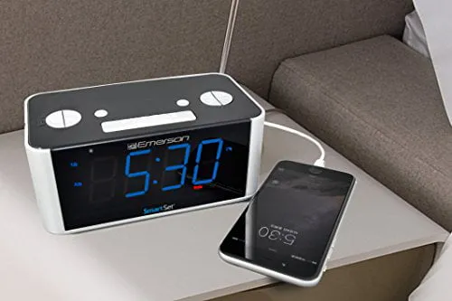 Emerson SmartSet Alarm Clock Radio, USB port for iPhone/iPad/iPod/Android and