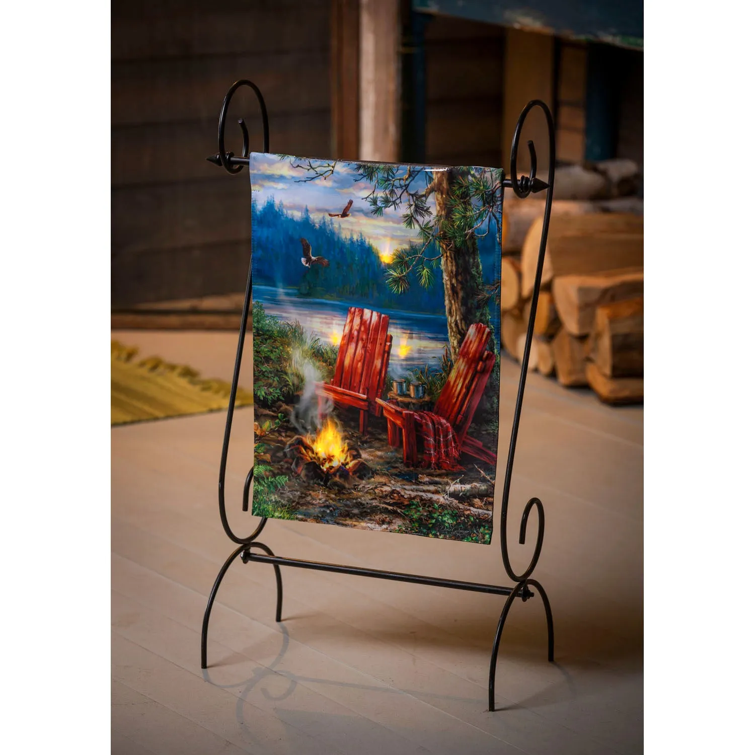 Evening by the Fire Solar LED Garden Flag,14sl9036