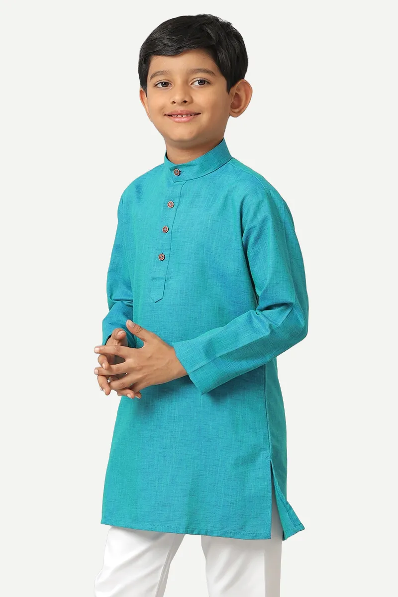 Exotic - Aqua Blue Kurta For Kids | Uathayam