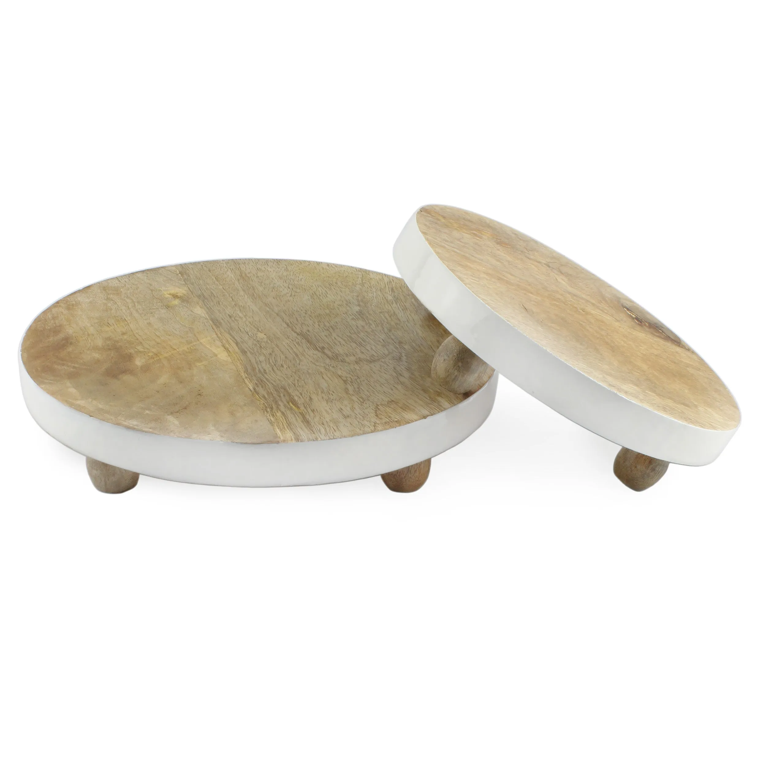 Farmhouse Round Wooden Risers (White Trim, Case of 10)