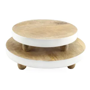 Farmhouse Round Wooden Risers (White Trim, Case of 10)