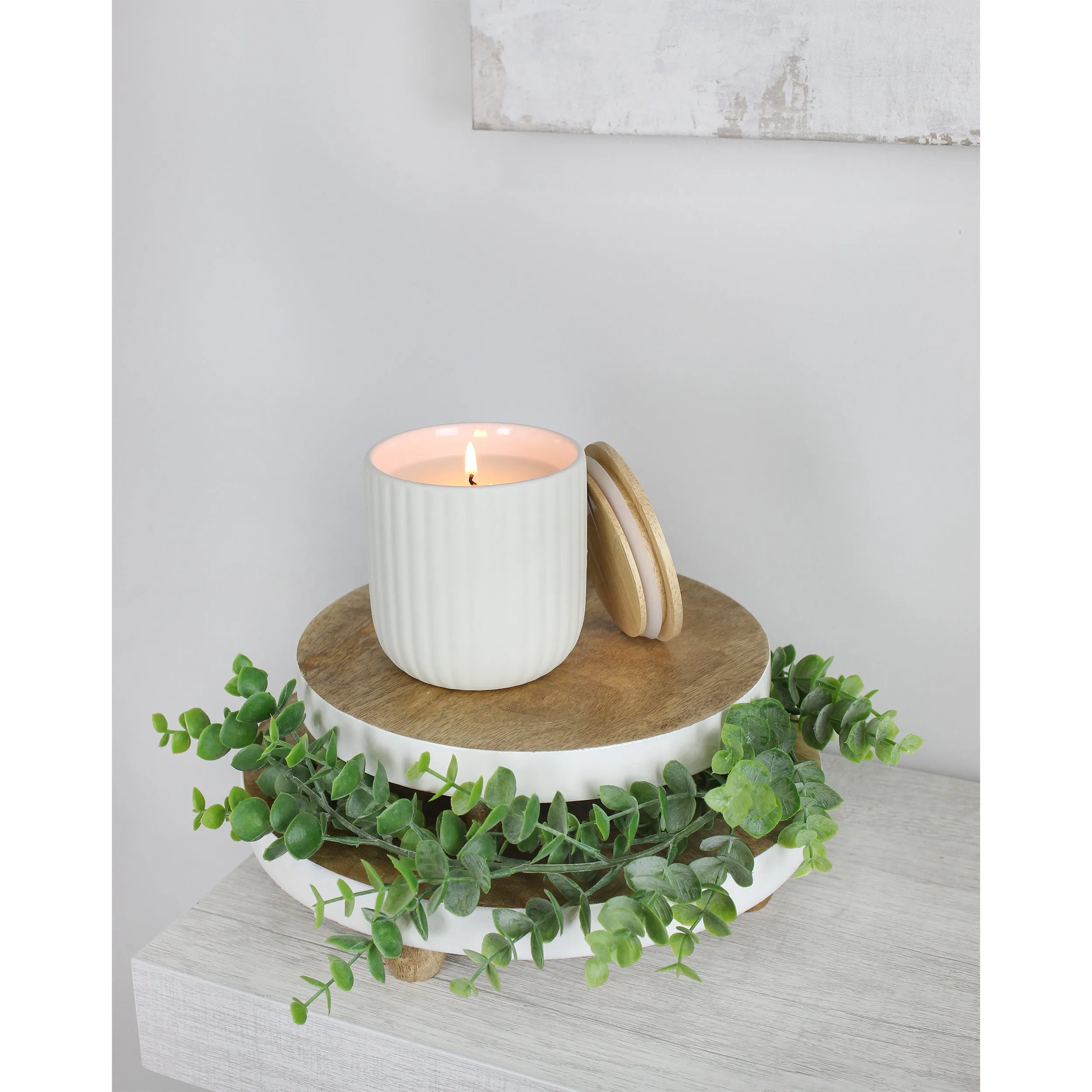 Farmhouse Round Wooden Risers (White Trim, Case of 10)