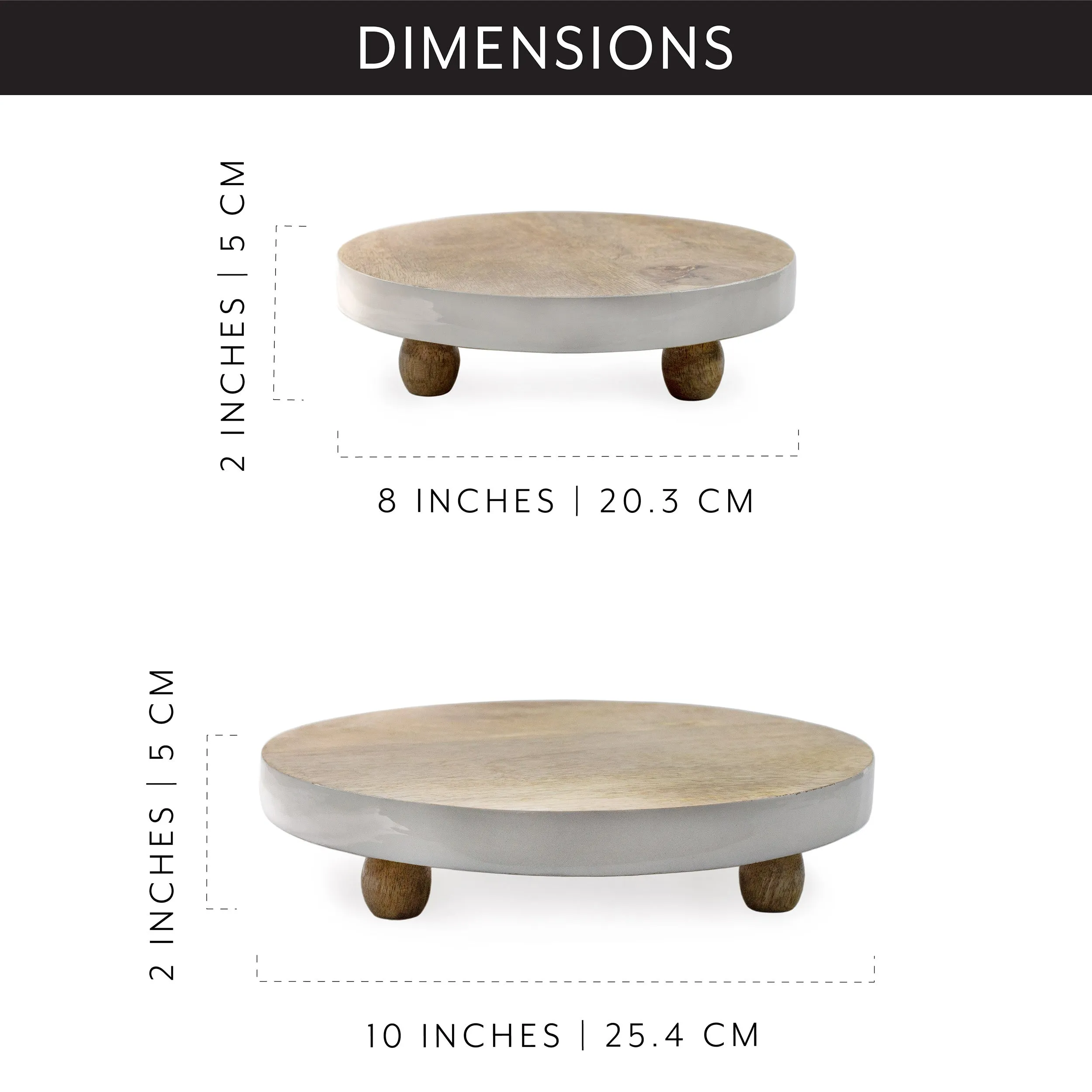 Farmhouse Round Wooden Risers (White Trim, Case of 10)