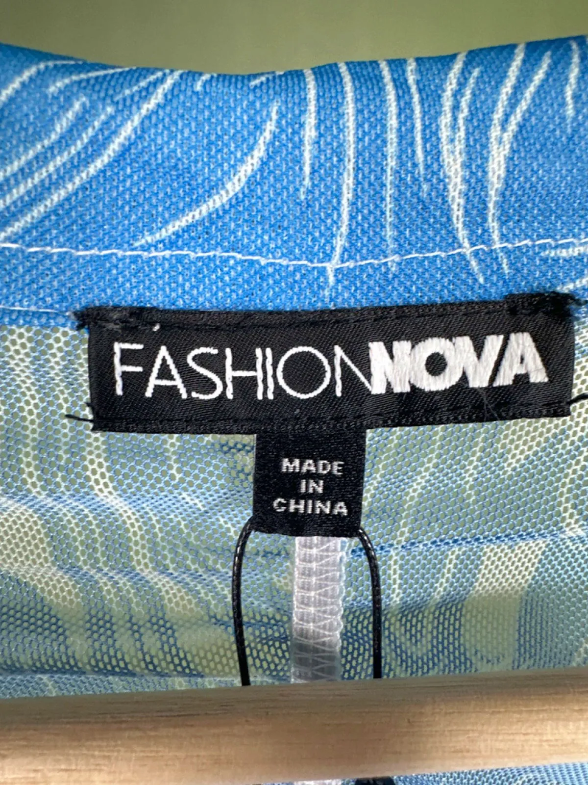 Fashion Nova Blue Long Sleeve Ruched Dress UK S