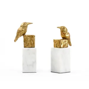 Finch Statue (Pair) / Gold Leaf