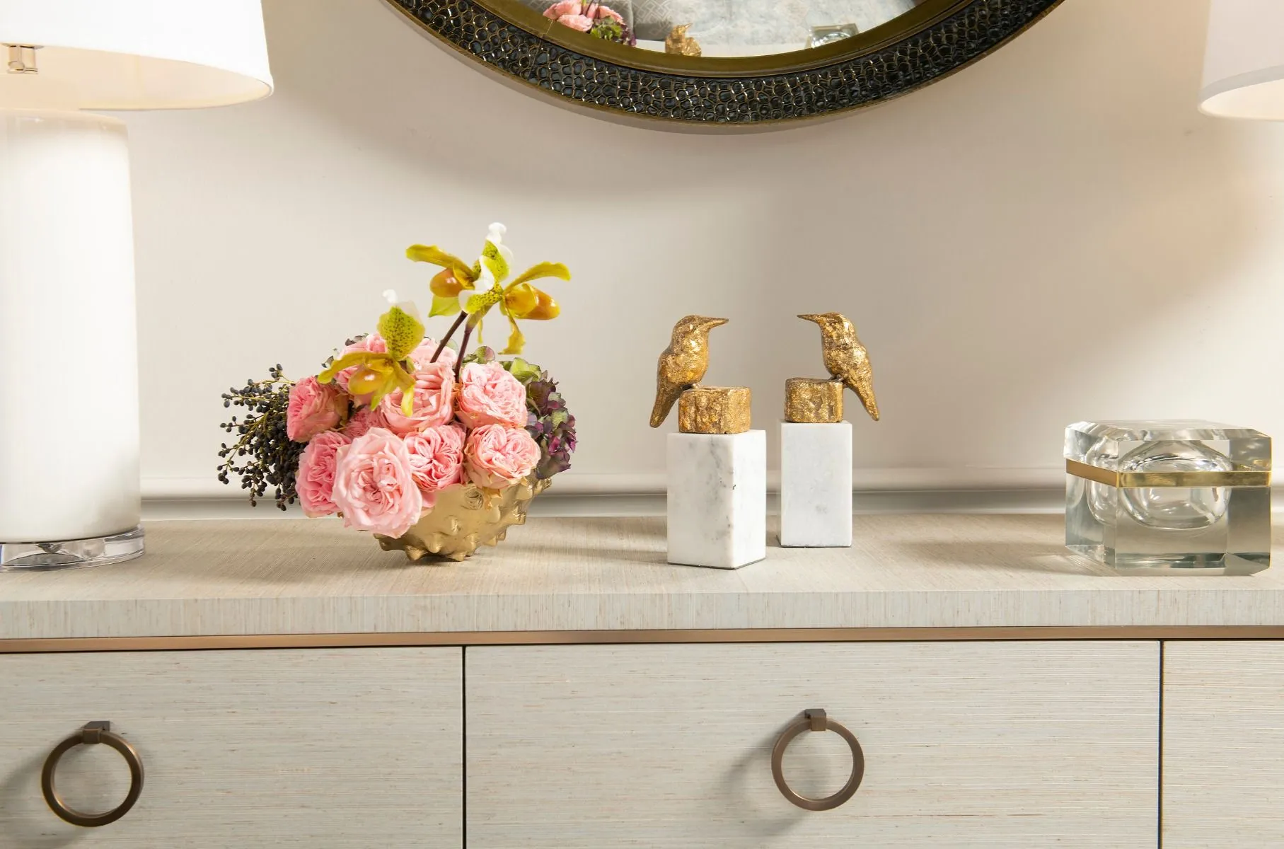 Finch Statue (Pair) / Gold Leaf
