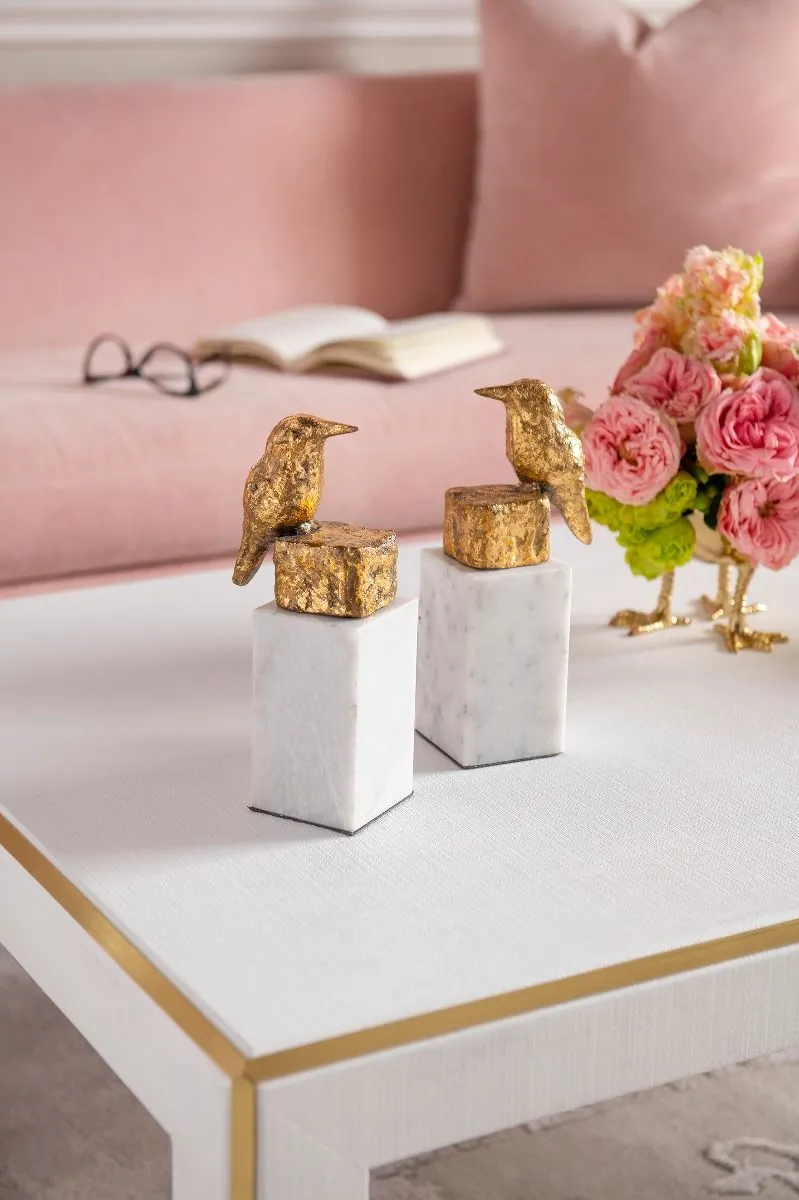 Finch Statue (Pair) / Gold Leaf