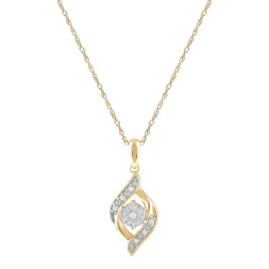 Flame Shaped Pendant Necklace with 0.03ct of Diamonds in 9ct Yellow Gold Plated Sterling Silver