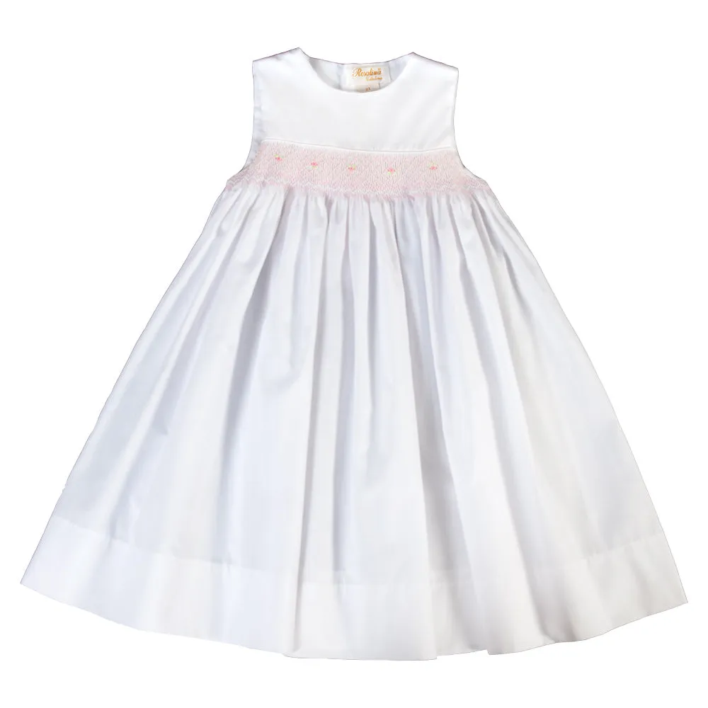 Francis White Pink English Smocked Sundress