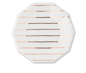 Frenchie Striped Large Plates : Metallic Rose Gold