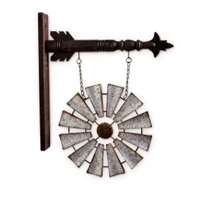 Galvanized Tin Windmill Arrow Hanging