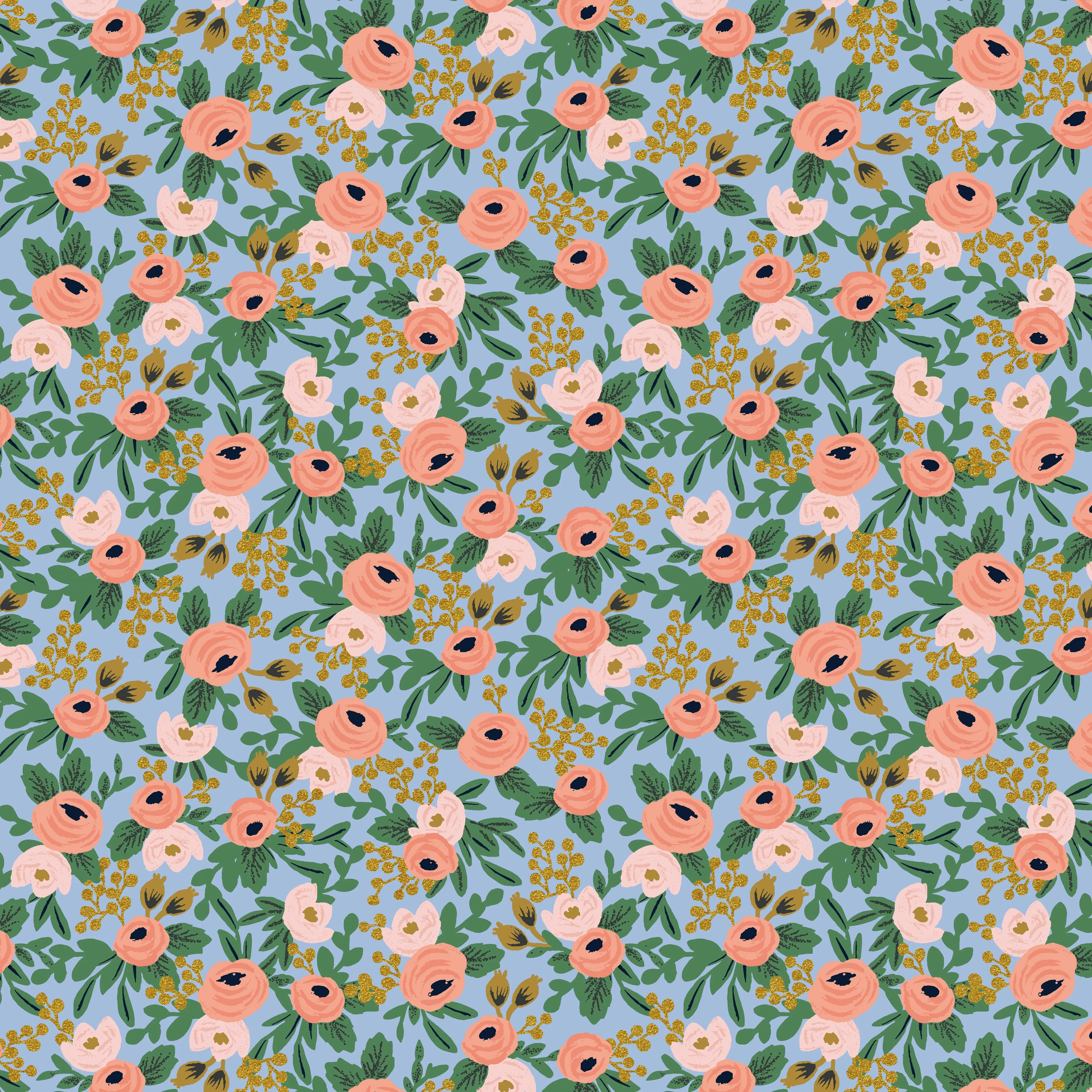 Garden Party, Rosa in Chambray Metallic