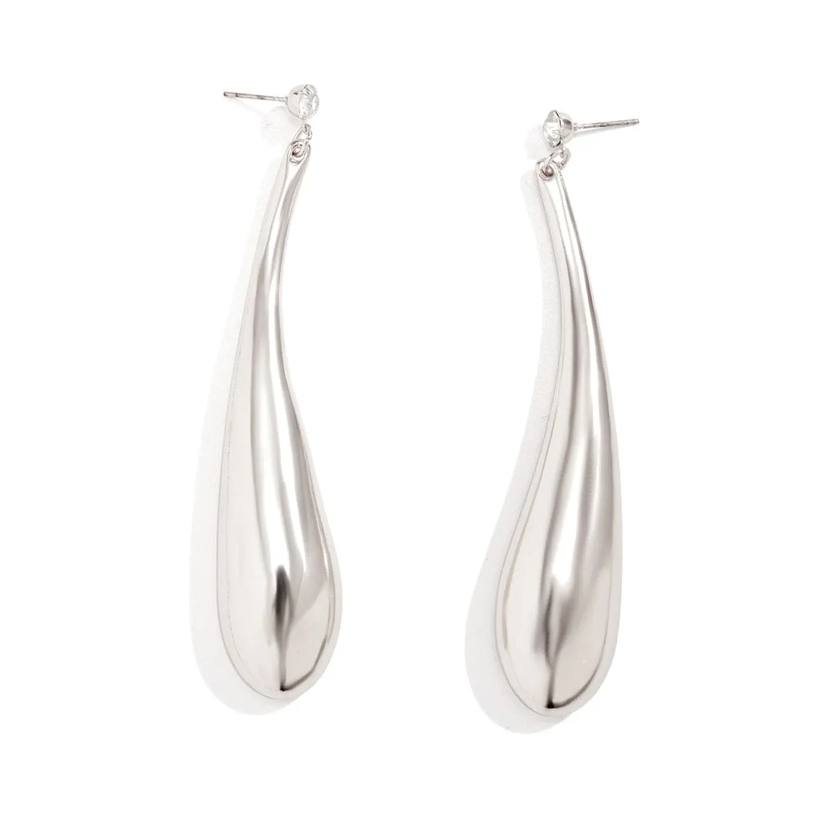 Geometric Crystal Metallic Waterdrop Dangle Earrings