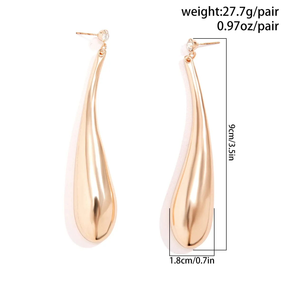 Geometric Crystal Metallic Waterdrop Dangle Earrings
