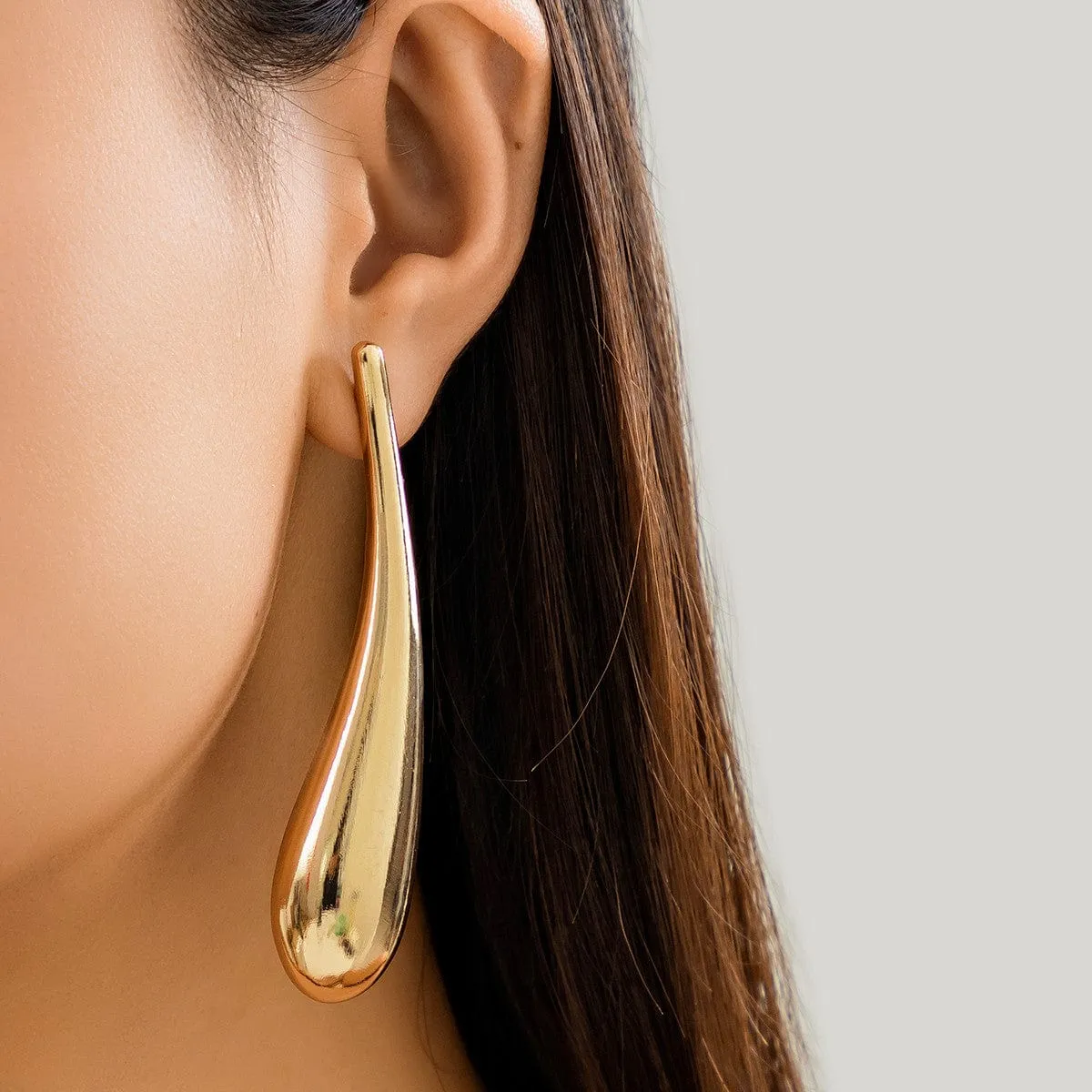 Geometric Metallic Waterdrop Dangle Earrings