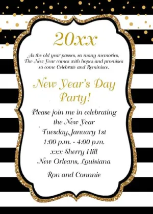 GLITTER AND STRIPES CUSTOM INVITATION