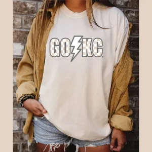 GO KC Checkered Lightening Bolt Ivory Graphic Tee