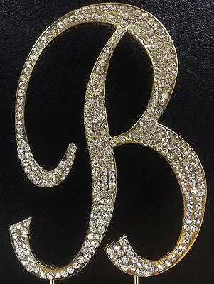 Gold Letter Initial B Birthday Crystal Rhinestone Cake Topper B Party Monogram
