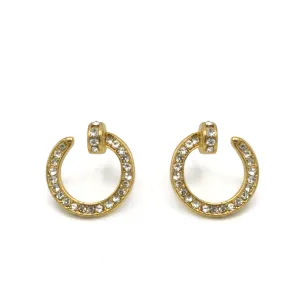 Gold Open Loop crystal Nail Stud Earrings #SQGN0830015G(OF22)