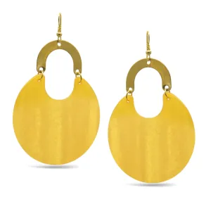Gold Yellow Marbled Resin Drop Earrings #FWNK-2202-116B