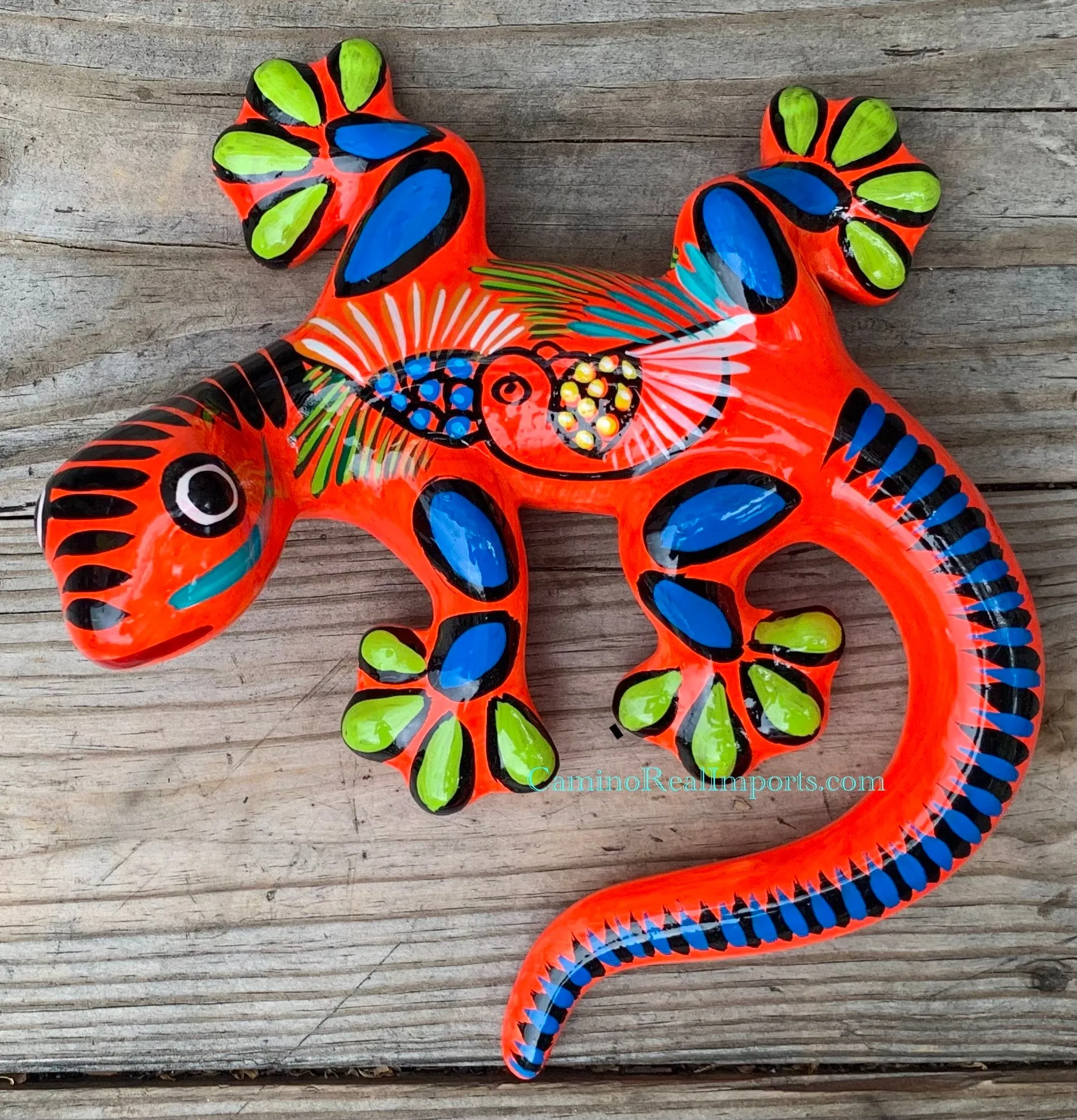 Hand Painted Clay Gecko Lizard GGLL004