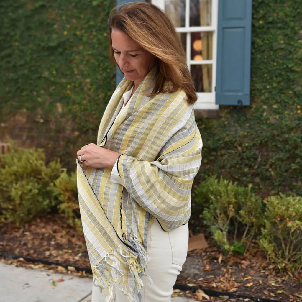 Hand Woven Windowpane Wraps | Champagne & Pearls