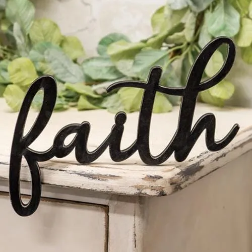 Hanging Black Script Faith Sign