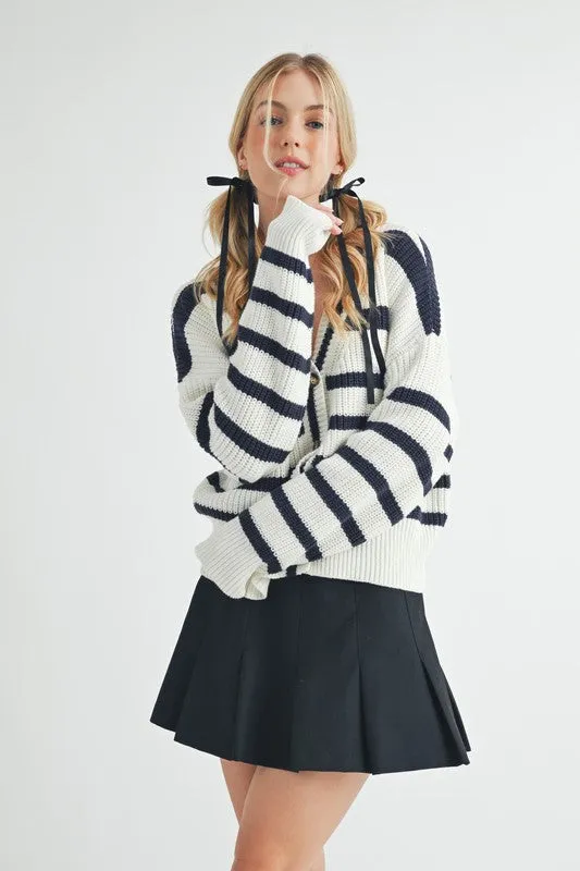 Hazel Blues® |  Aemi   Co Striped V-Neck Button Down Cardigan