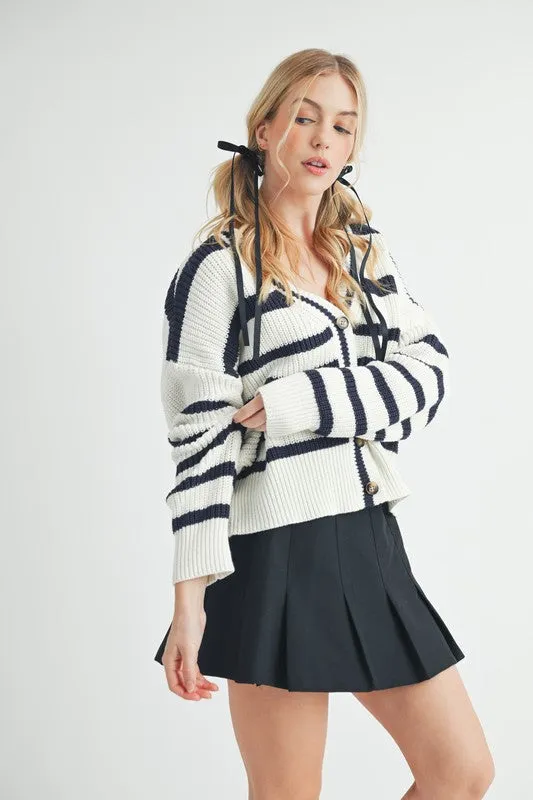 Hazel Blues® |  Aemi   Co Striped V-Neck Button Down Cardigan