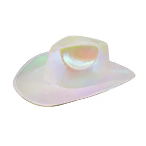 Holographic Space Cowboy Hat (Opal White)