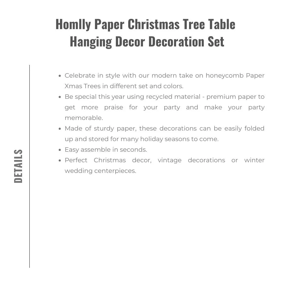Homlly Paper Christmas Tree Table Hanging Decor Decoration Set